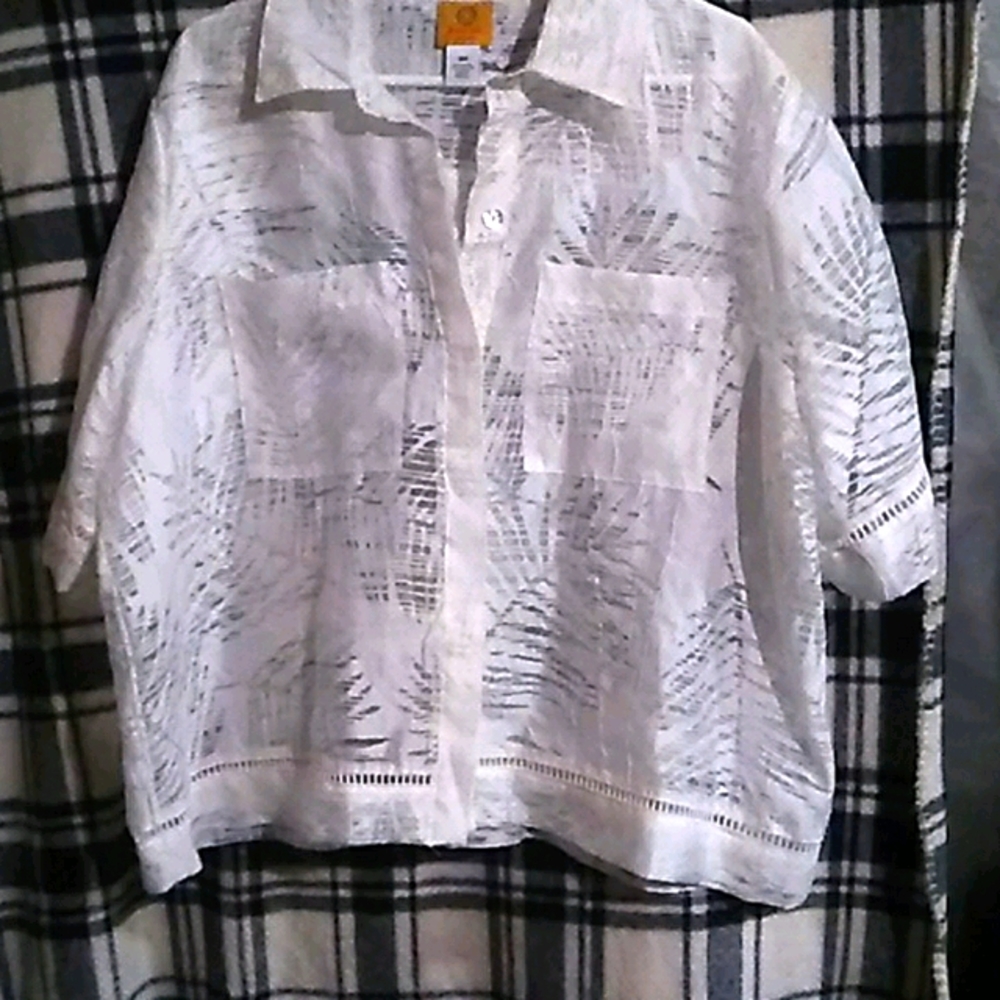 Ruby red button down top